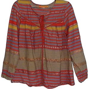 Oliphant Striped Multi-Color Peasant Blouse